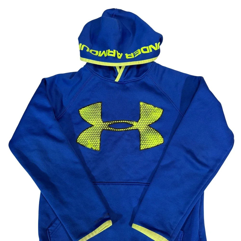 Under Armour‎ Youth Hoodie Blue Neon Logo Size Medium